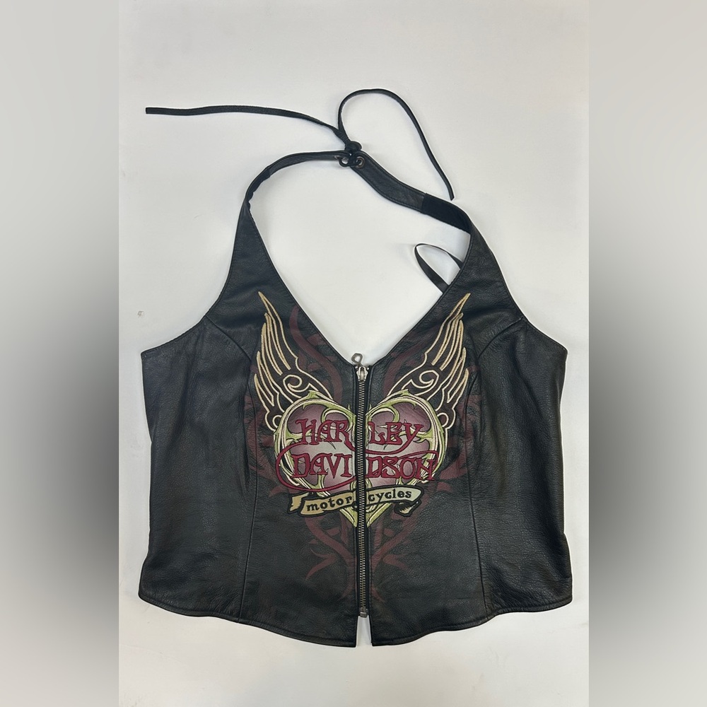 Leather HARLEY DAVIDSON Corset Vest LARGE